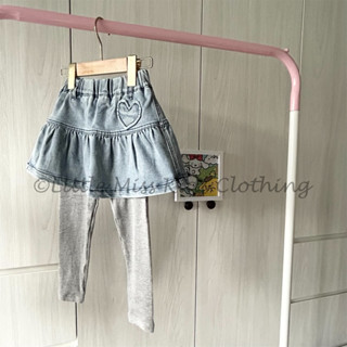 ♥ Little Miss ♥ 24AW現貨尺寸90｜香水娜娜童裝｜側愛心牛仔褲裙