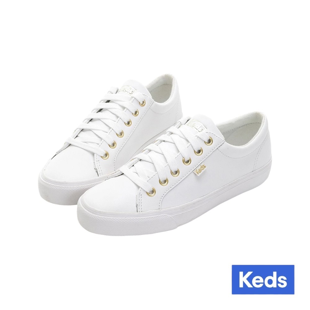 Keds JUMP KICK 奢華風皮革綁帶休閒小白鞋 9203W123119【Findnew】