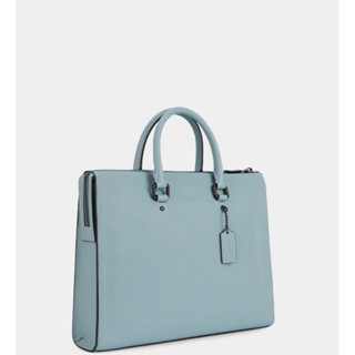 全新 COACH 簡約LOGO質感荔枝皮革手提商務包公事包兩用包電腦包(藍) 僅有一隻