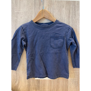 ZARA 小口袋深藍長袖上衣 12m~18m 86cm
