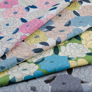 日本製摩登風格花朵印花薄棉布【適用於裝飾、手作、抱枕、服裝、包袋等用途】