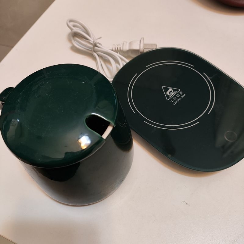 二手 茶杯+保溫碟 加熱杯墊 插電式 自動斷電