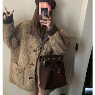桃園出貨冬季新款兩麵穿羊羔毛皮毛一體機車服外套女小個子加厚上衣臺灣賣家