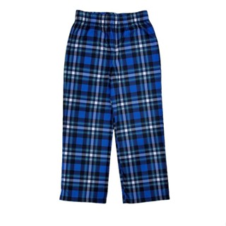 惜福品-臺灣出貨【nat nat outlet】10-12歲男童 藍色格紋磨毛兒童長褲 寬口休閒褲 居家睡褲 兒童服飾