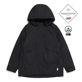 【國家地理服飾】女裝 ATLAS WINDSTOPPER BY GORE-TEX LABS 2L 雙層連帽外套-炭黑色