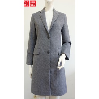 ☆一身衣飾☆ 日本品牌【UNIQLO】深灰色 純羊毛混cashmere喀什米爾 長大衣外套~直購價2222~新年快樂🍰良