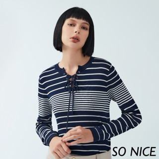 SO NICE【特惠】交叉綁結針織上衣｜都會時尚女裝 【58240029】