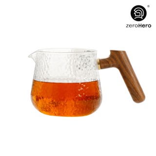 【zeroHero】日式錘紋分享壺 400ml /高硼矽/耐熱/耐冷/玻璃/胡桃木/手沖咖啡/質感/輕奢