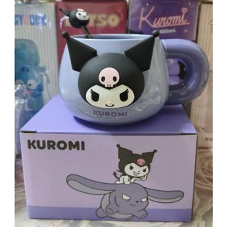 正版﹝Sanrio﹞授權※Kuromi庫洛米/酷洛米※【酷洛米大頭公仔圖案-寬握把造型】陶瓷馬克杯/咖啡杯組