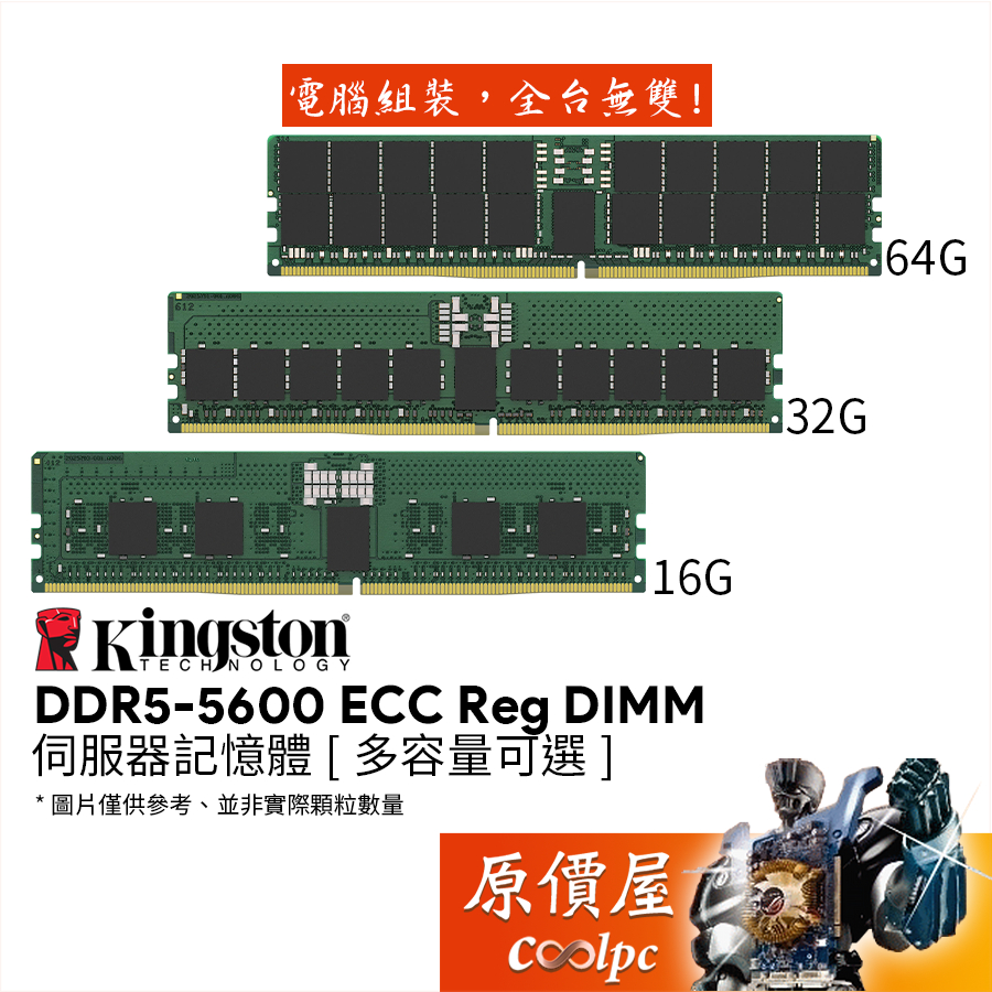 Kingston金士頓 DDR5-5600 ECC Reg【多容量可選】伺服器記憶體/原價屋