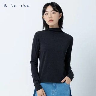 a la sha【全新、深灰M/白M】 半高領素色百搭長袖上衣
