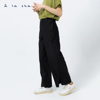 a la sha【全新、黑S】 微開衩設計長褲