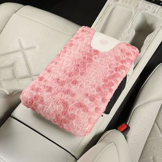👉優惠特價 🏎️新款蕾絲山茶花汽車扶手箱墊四季通用中央增高墊優雅花朵創意加高