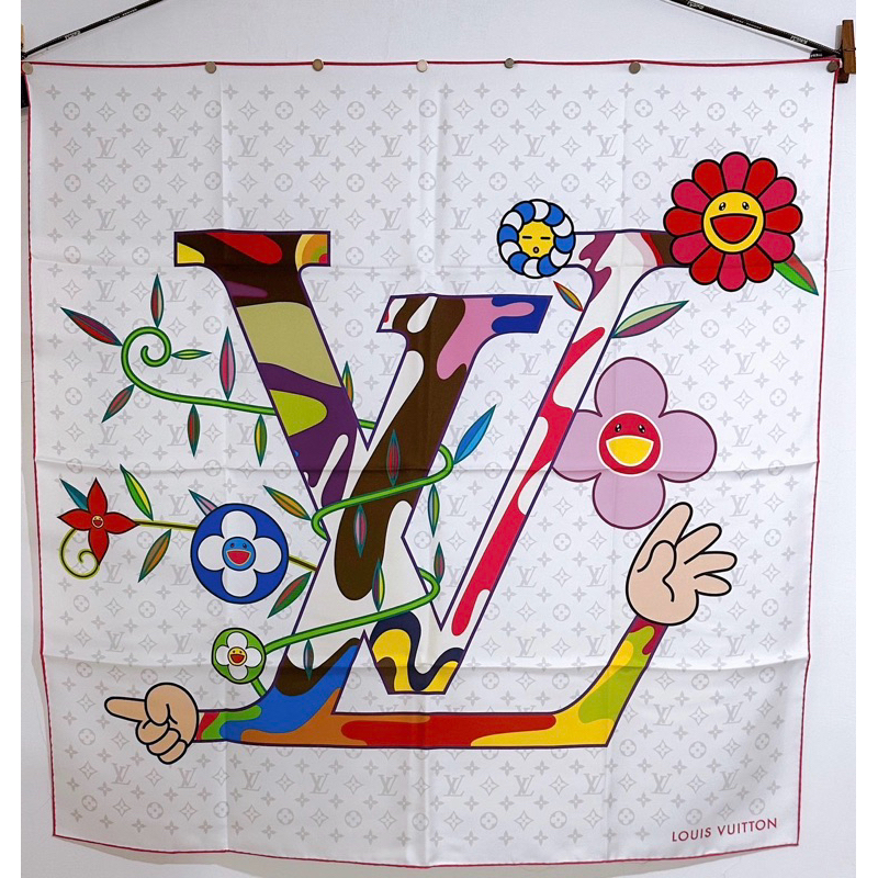 【限定価格】【即完売】ルイヴィトン　村上隆　カレ90 フラワーズ LOUIS VUITTON とアーティスト村上隆が再びタッグ、多彩なリ