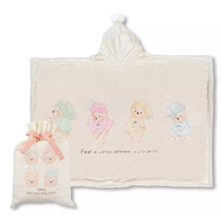 ☆全新正品現貨☆日本Disney迪士尼WHITE POOH小熊維尼絨毛連帽毛毯 保暖蓋毯 白色維尼 含收納袋