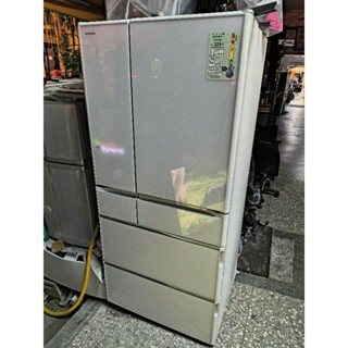 一級能效，日本原裝～二手中古白色日立670公升6門鏡變頻冰箱，可製冰，型號RSF8800E，2014年，保固3個月