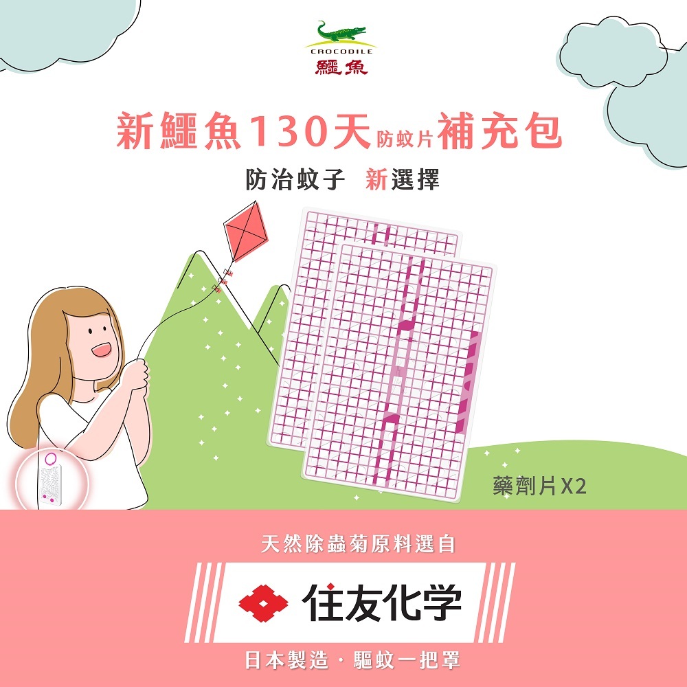 【鱷魚】130天防蚊片補充包 防蚊 防蚊片 日本製 掛片 室內 戶外 露營 登山 野餐 釣魚