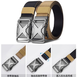 《YOHO》雙色腰帶 雙面腰帶 自動扣腰帶 男生腰帶 鋅合金扣頭 X標扣頭 尼龍腰帶 戰術腰帶 皮帶 褲帶 服飾配件