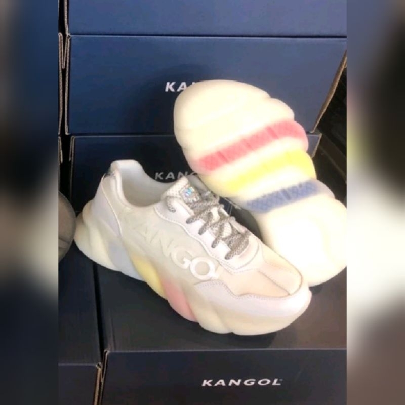 kangol白色彩虹老爹鞋 尺寸25 適合24.5