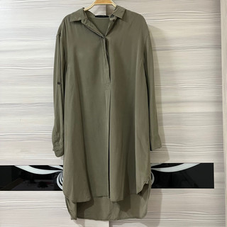 英國品牌 Allsaints 墨綠 光澤感 100%真絲 silk 襯衫洋裝 襯衫式連衣裙 34
