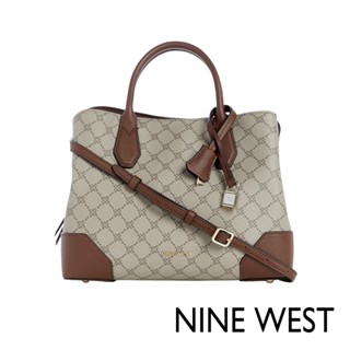 【NINE WEST】BROOKLYN 拼接托特包/手提包-LOGO棕(108505)
