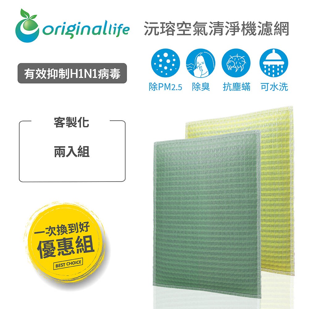 Original Life 適用BRAUN 百靈：BFD100WTW / BFD104BTW 長效可水洗 空氣清淨機濾網