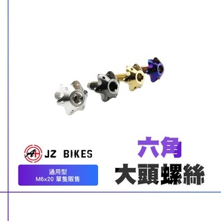 傑能 JZ 螺絲 大牌螺絲 牌照螺絲 車牌螺絲 M6x20 六角螺絲 大頭螺絲 造型螺絲 鍍鈦螺絲 白鐵螺絲 機車螺絲