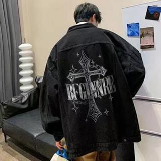 牛仔休閑外套男士秋冬季韓版潮流帥氣學生休閑夾克男裝秋季上衣男休閑夾克上衣男寬鬆百搭上衣外套