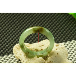 U2514戒指❀ 17# 翡翠玉天然A貨冰潤綠底飄花寬版戒圈指環戒子【緬甸玉翠軒】玉首飾品 男女款式