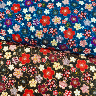 【大同布行】日本布 棉布 平織棉布 喜慶花朵 適用於抱枕、衣褲、桌巾、佈景、手作、圍兜、洋裁、布料、洋裁、紅包布