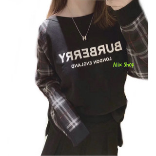 Burberry手袖 經典格紋Logo 字母 童裝長袖上衣、大學T、女成人 可穿。