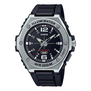 CASIO 卡西歐 金屬圈 重機械 機械風格 橡膠腕錶 - 黑x銀框 (MWA-100H-1A) [秀時堂]