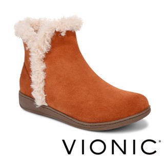 【VIONIC】Unwind安奈特 秋冬保暖皮草風毛皮內裡麂皮短靴健康鞋足弓鞋機能鞋