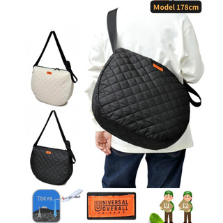 UNIVERSAL OVERALL🚚蝦皮免運✈️日本代購 三用包 絎縫半月大型斜背包 黑色 米白 約38x37x11cm
