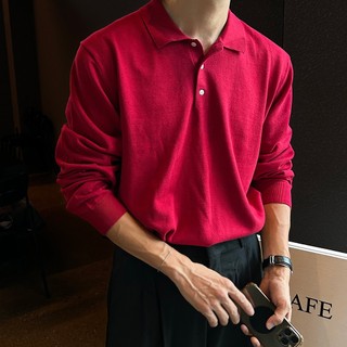 正韓SUPIMA棉素色翻領長袖針織上衣 10色 YUPPIE 預購商品 1014