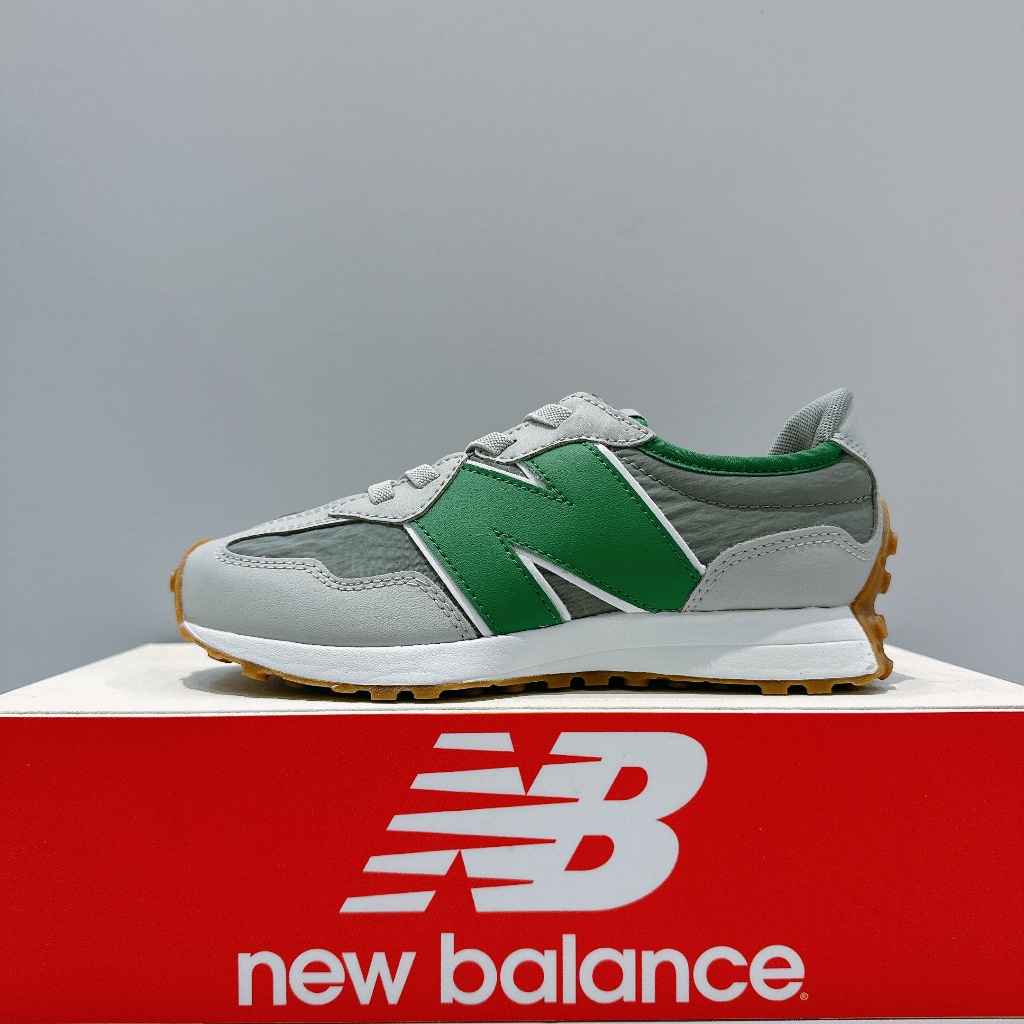 New Balance 327 中童 灰綠色 寬楦 麂皮 鬆緊帶 舒適 運動 休閒鞋 PH327KD