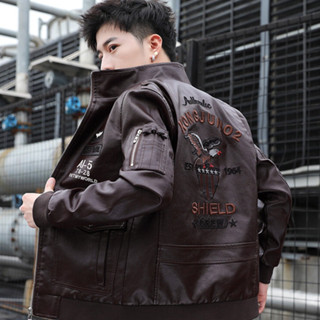 M-8XL 大尺碼 男皮衣外套 抗寒機車皮衣男 機車皮夾克 防風外套男 騎士皮衣外套 機車皮衣男士立領保暖外套