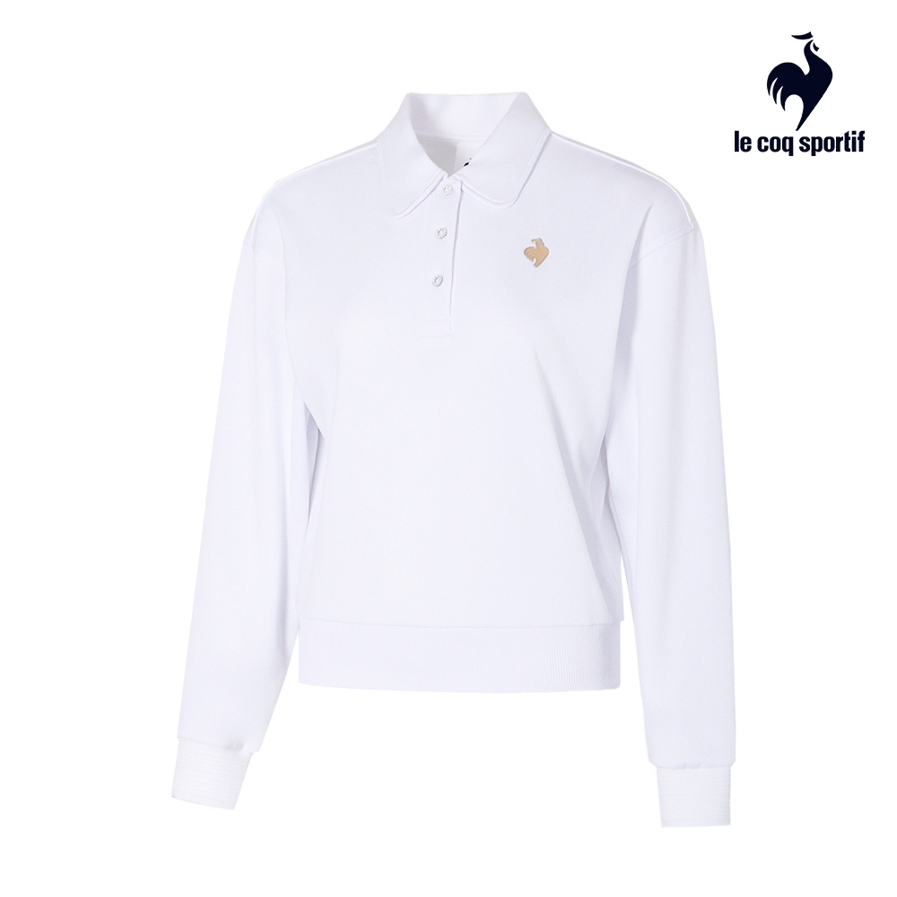 【LE COQ SPORTIF 法國公雞】休閒經典長袖POLO衫-女款-白色-LWU22344