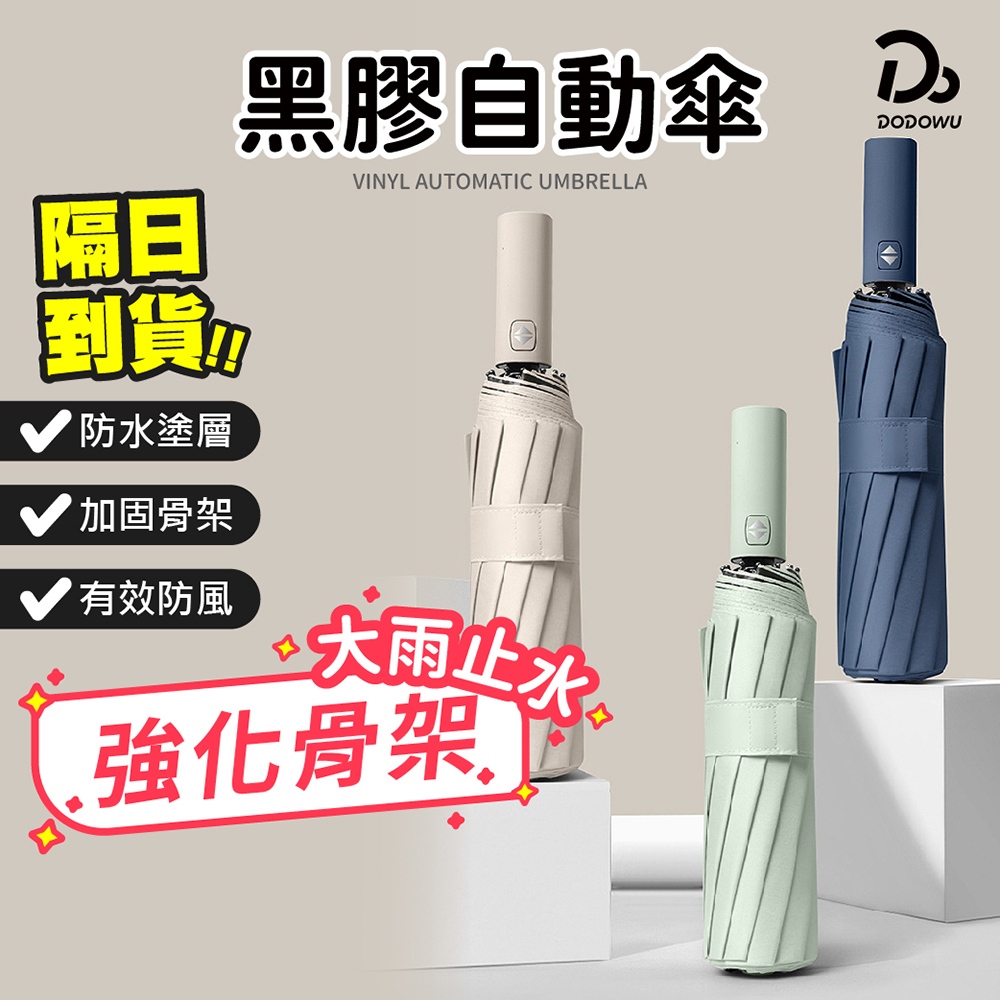 【抗雨 黑膠防曬 ！】24骨黑膠自動傘 自動傘 摺傘 防風傘 晴雨傘 反向雨傘 太陽傘 防曬傘 雨傘 折疊傘 遮陽