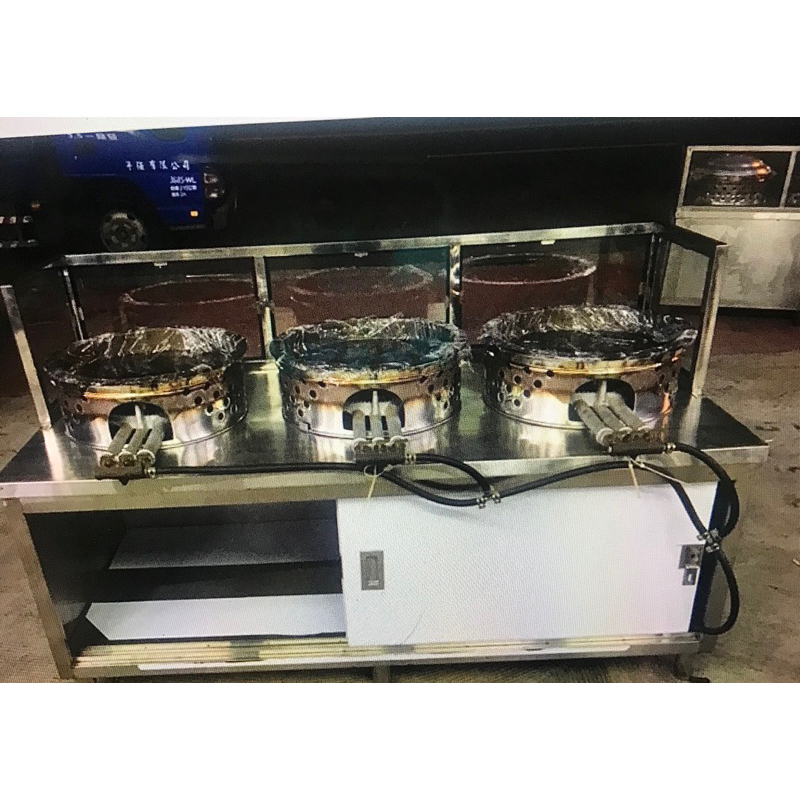 三爐四輪擺攤車 白鐵 不鏽鋼 強化玻璃 市場 夜市攤車 包子 麵食