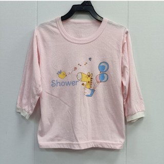 二手童裝🎀嬰幼兒動物粉紅長袖上衣/薄款居家上衣/內著