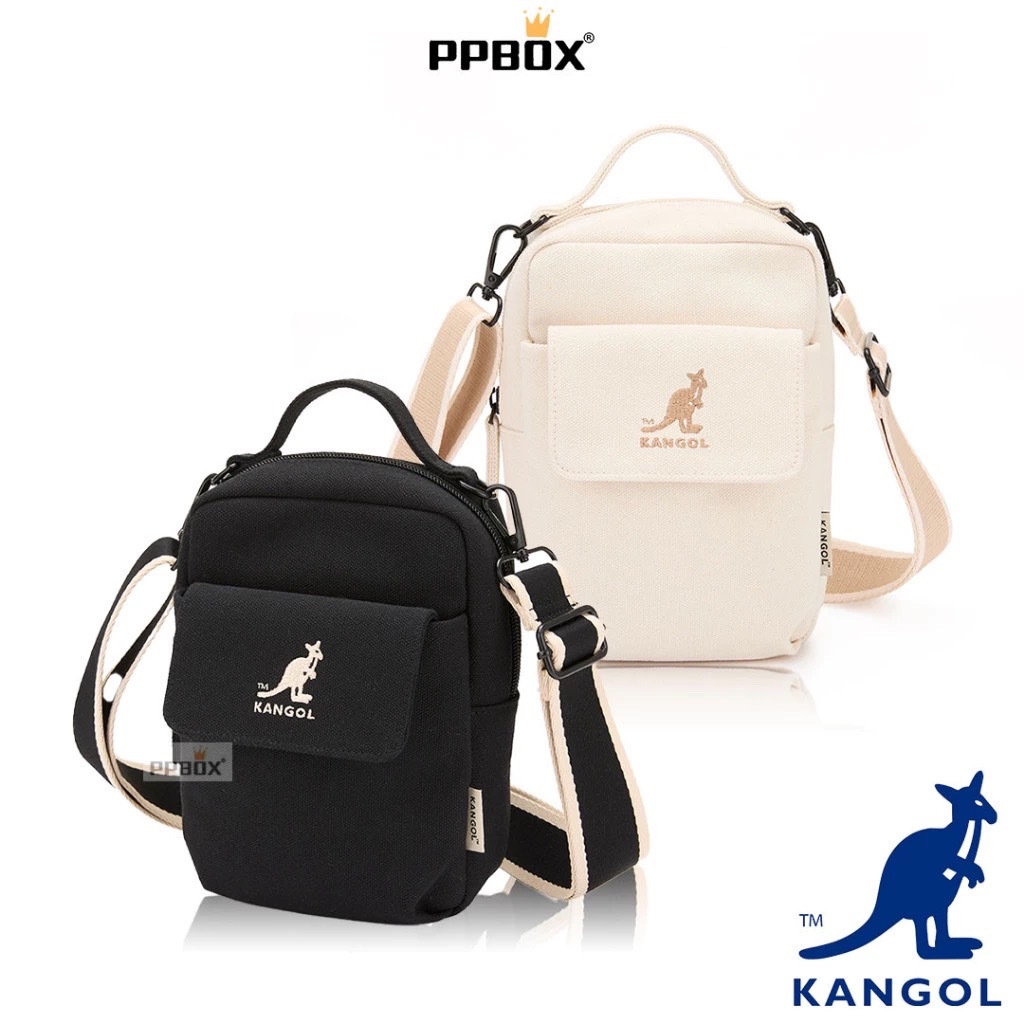 KANGOL 袋鼠 清新口袋側 背包【63551701】時尚  小側背 小方包 白色小包 小帥包 口袋小包 經典款
