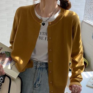 愛依依 秋冬上衣 針織外套 毛衣 短版外套 韓版洋氣寬鬆顯瘦外搭毛衣開襟衫TBF07-10836.