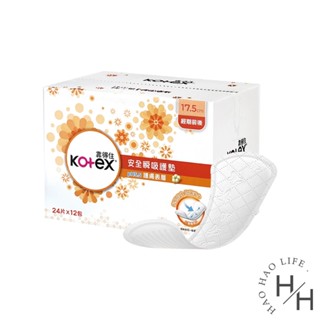 靠得住 箱購12包 Kotex pH5.5安全瞬吸護墊 17.5cm 24片x12包 衛生棉 護墊 生理期 日用 夜用