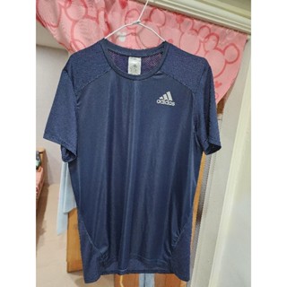 二手 aididas 愛迪達 短袖上衣 運動上衣 吸濕排汗 健身 m號 深藍色
