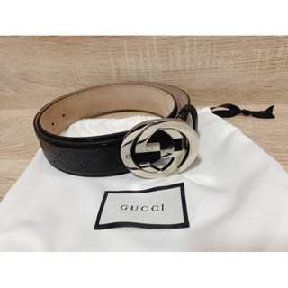 正品古馳 9.5成新 GUCCI 男用皮帶 90公分