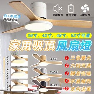【LADUTA 拉布塔】吸頂風扇燈 餐廳實木吊扇燈 遙控家用 變頻帶電風扇吊燈