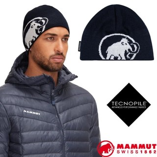 【MAMMUT 長毛象】超輕彈性雙層針織保暖羊毛帽 Tweak Beanie 毛線帽 抗風遮耳帽 海洋藍 01352