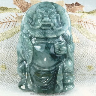 珍珠林~招福驅魔神鬼王鍾馗立像(可當把件或掛件)~A貨緬甸翡翠玉#804