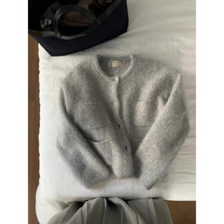 SaffronJoe【預購】正韓 韓國連線 設計師 高單進口保暖面料 口袋針織毛料罩衫 開襟外套 2色